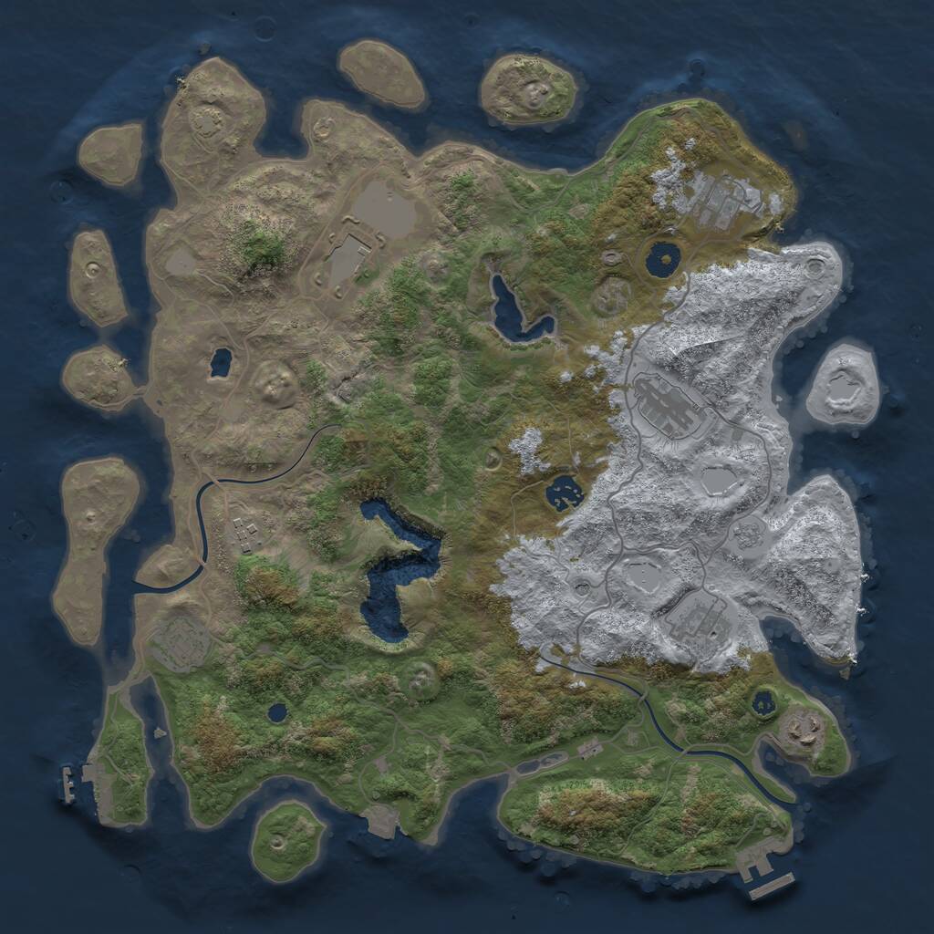 Rust Map: Procedural Map, Size: 4000, Seed: 494689832, 14 Monuments