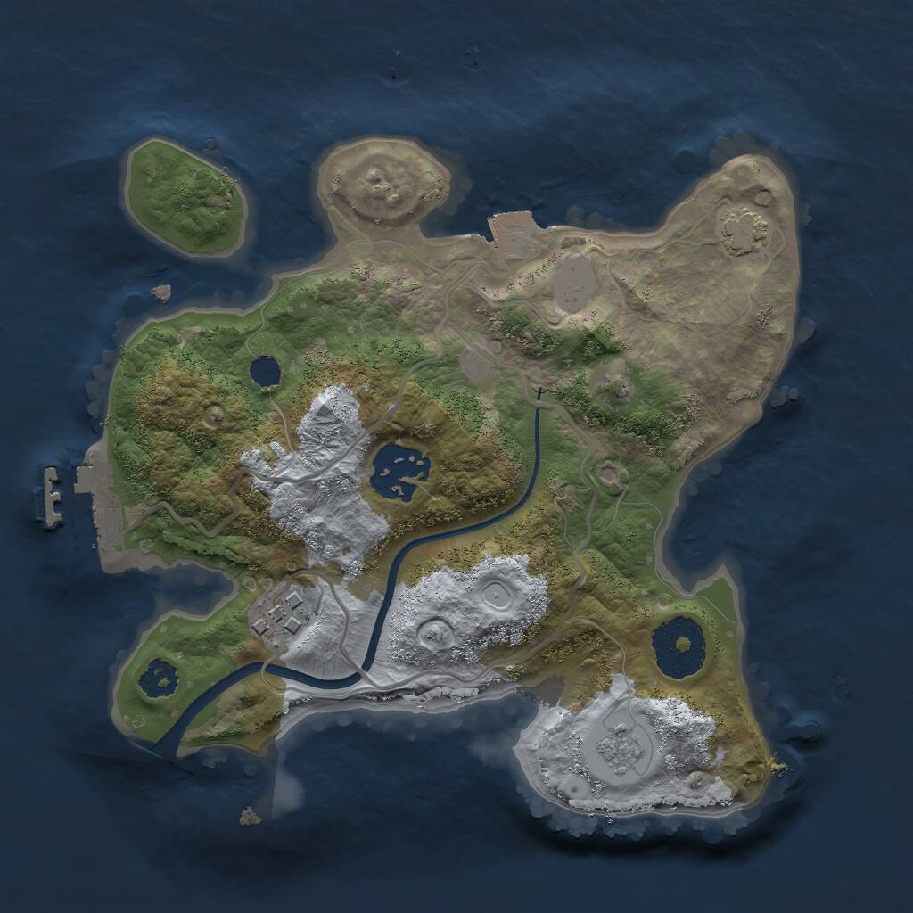 Rust Map: Procedural Map, Size: 2400, Seed: 3523523, 6 Monuments