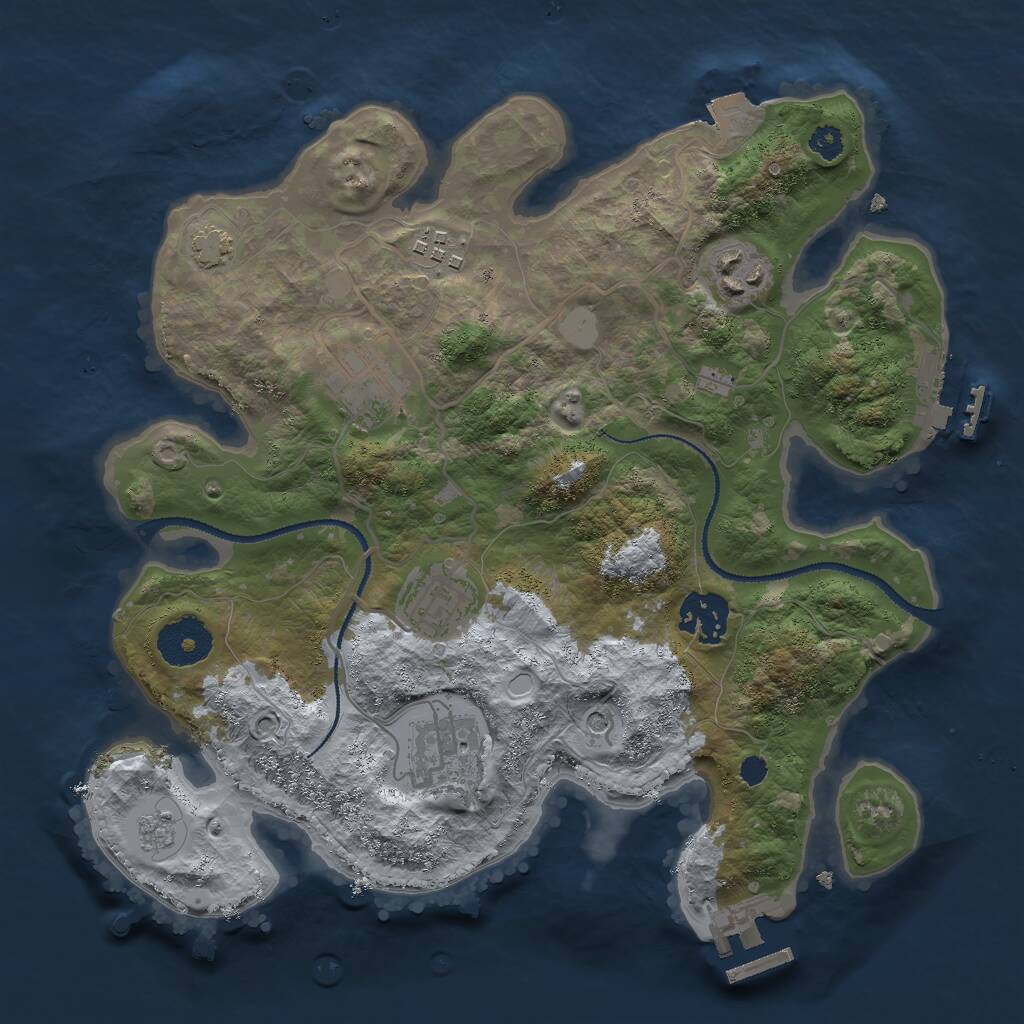Rust Map: Procedural Map, Size: 3000, Seed: 47198, 12 Monuments