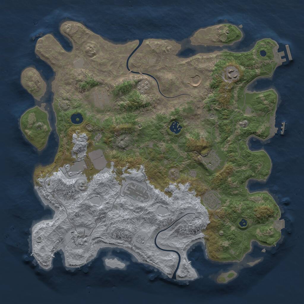 Rust Map: Procedural Map, Size: 3900, Seed: 364108110, 16 Monuments