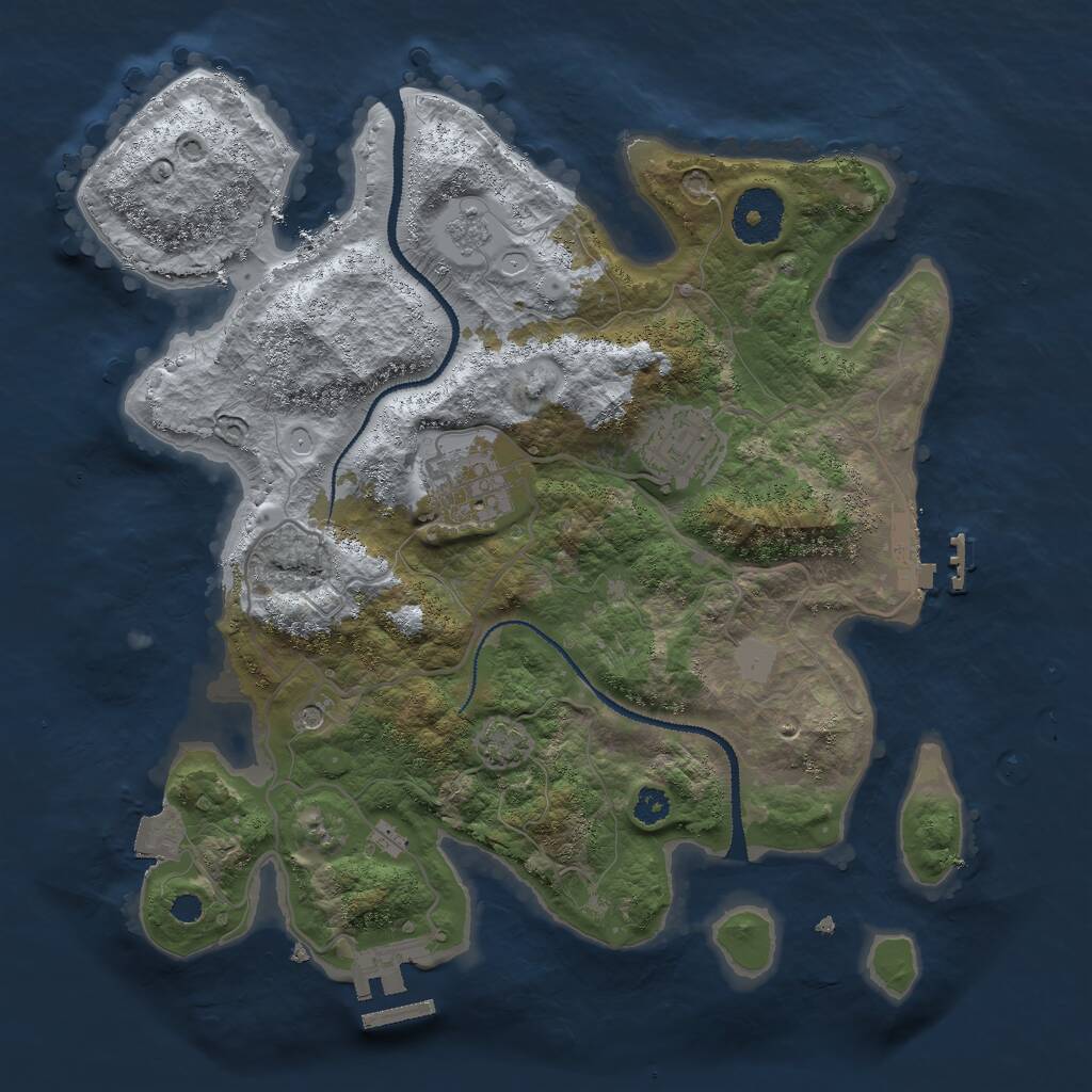 Rust Map: Procedural Map, Size: 3000, Seed: 483700098, 8 Monuments