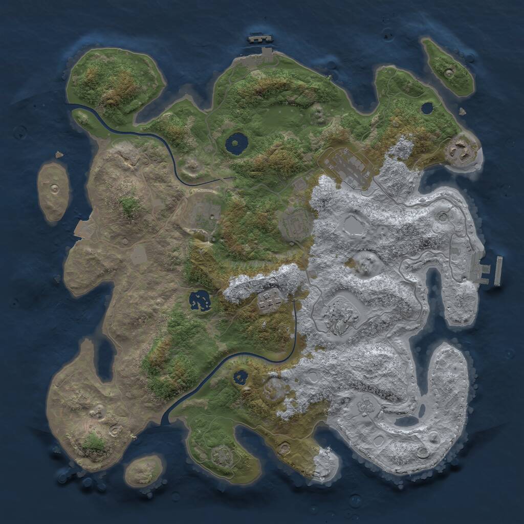Rust Map: Procedural Map, Size: 3600, Seed: 290373178, 13 Monuments