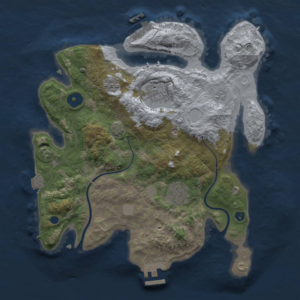 Rust Map: Procedural Map, Size: 3000, Seed: 4911, 9 Monuments