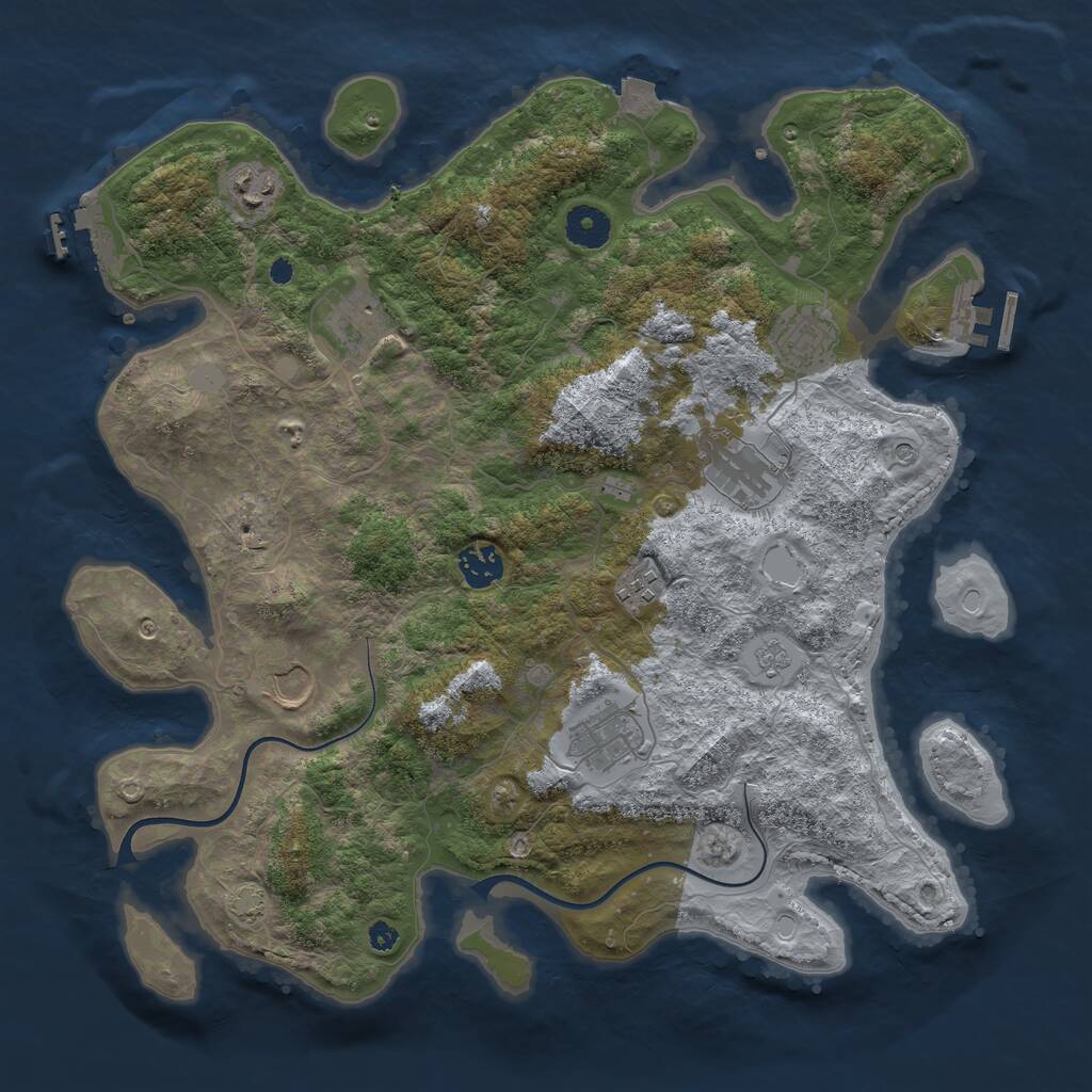 Rust Map: Procedural Map, Size: 3750, Seed: 3377, 14 Monuments