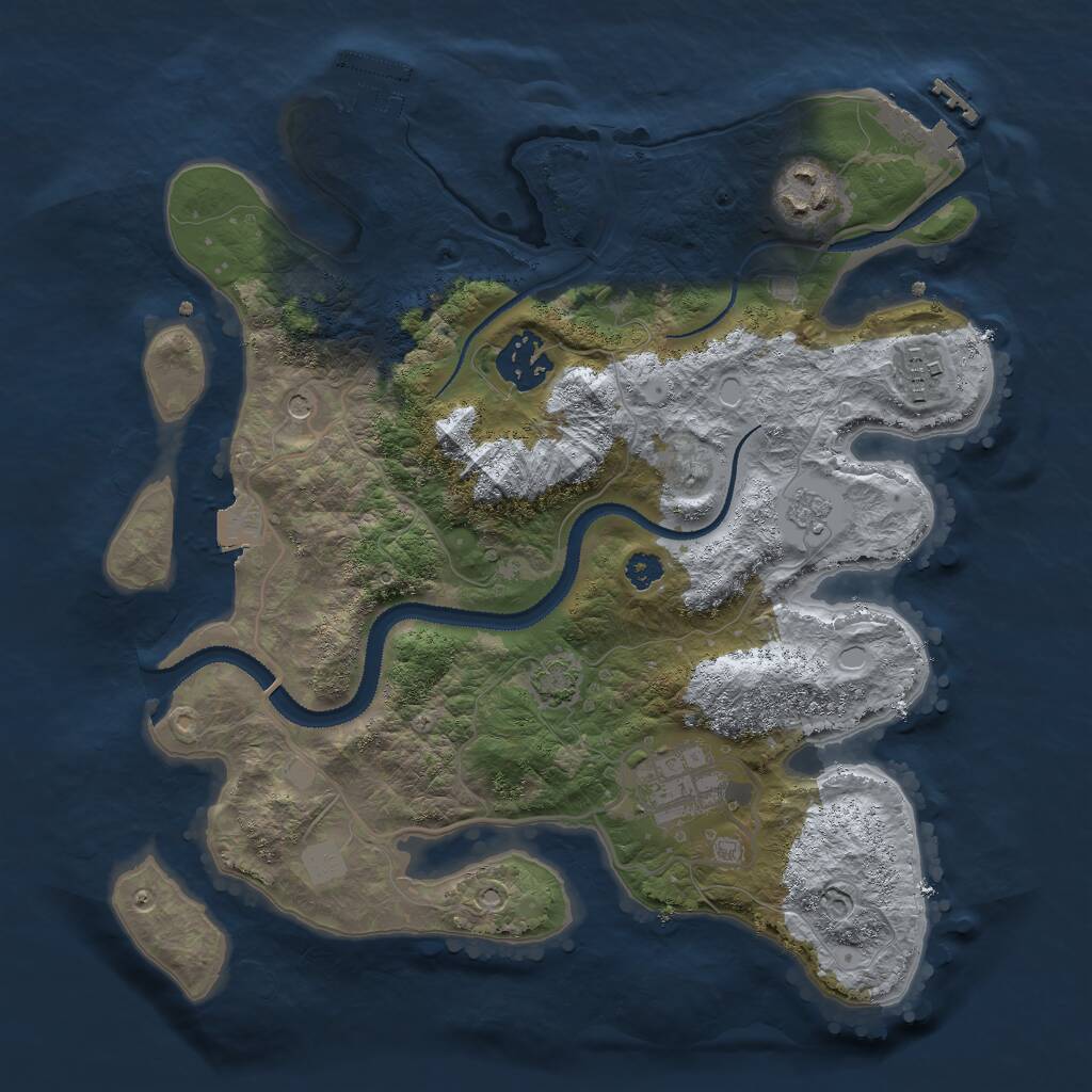 Rust Map: Procedural Map, Size: 3000, Seed: 6909, 10 Monuments