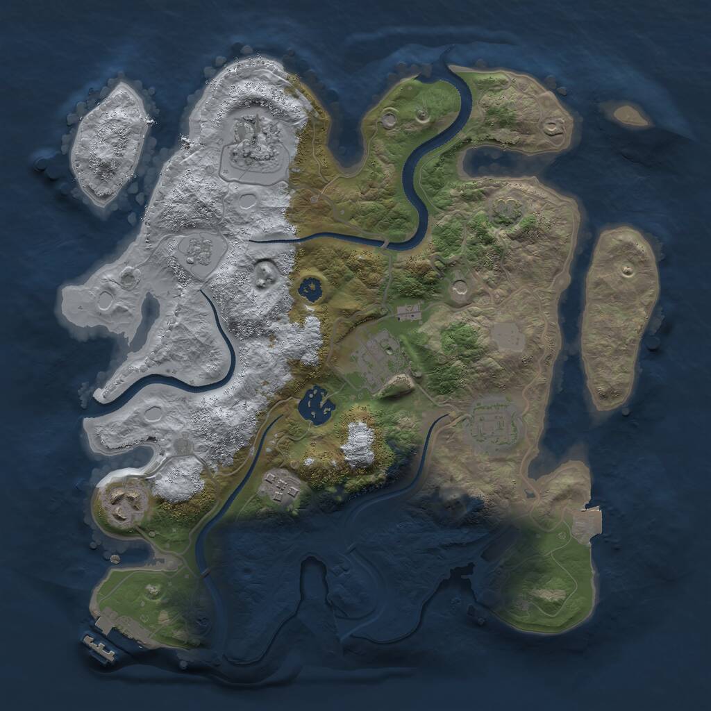 Rust Map: Procedural Map, Size: 3000, Seed: 1100368621, 11 Monuments