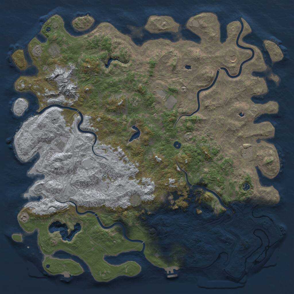 Rust Map: Procedural Map, Size: 6000, Seed: 575671, 17 Monuments
