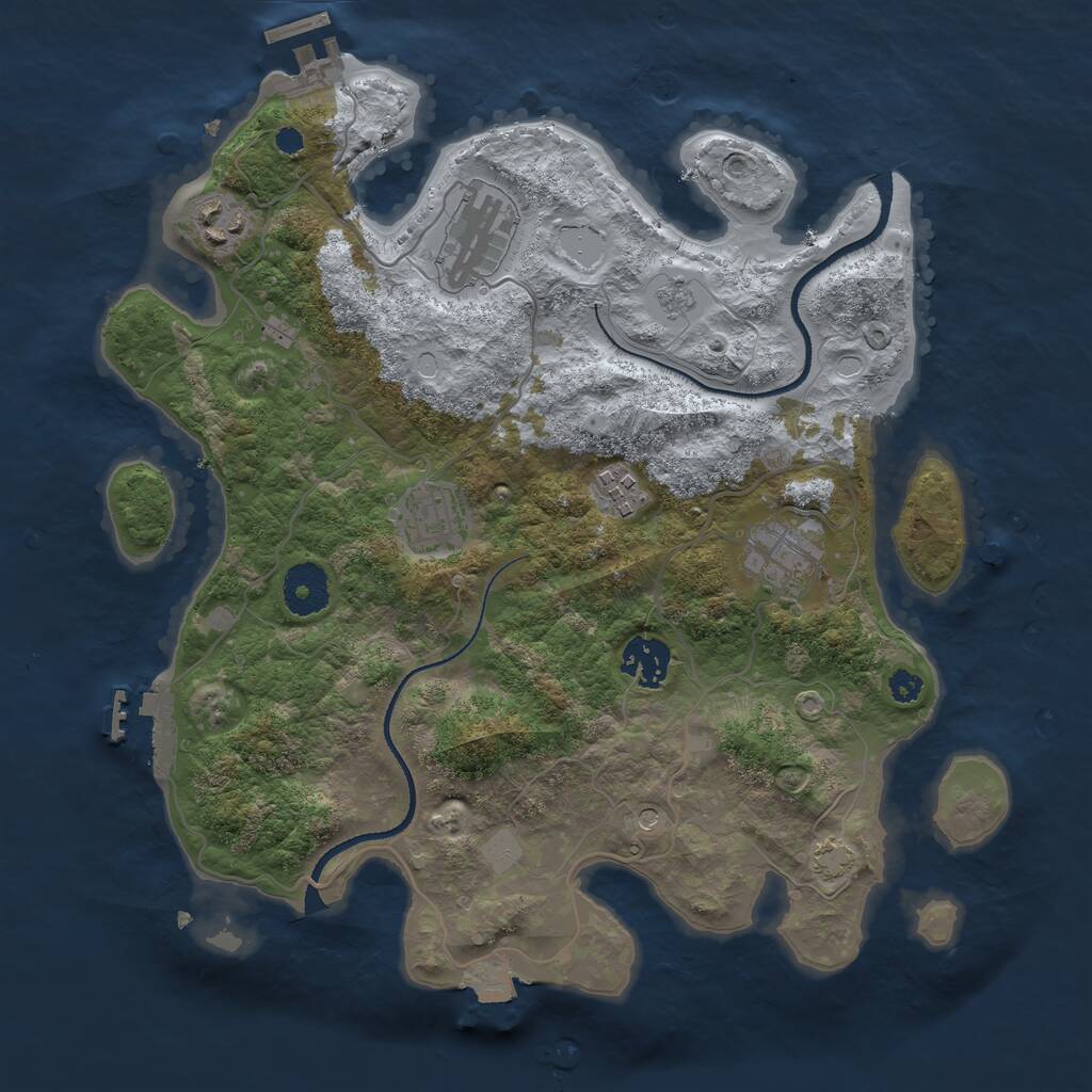 Rust Map: Procedural Map, Size: 3300, Seed: 933344675, 12 Monuments