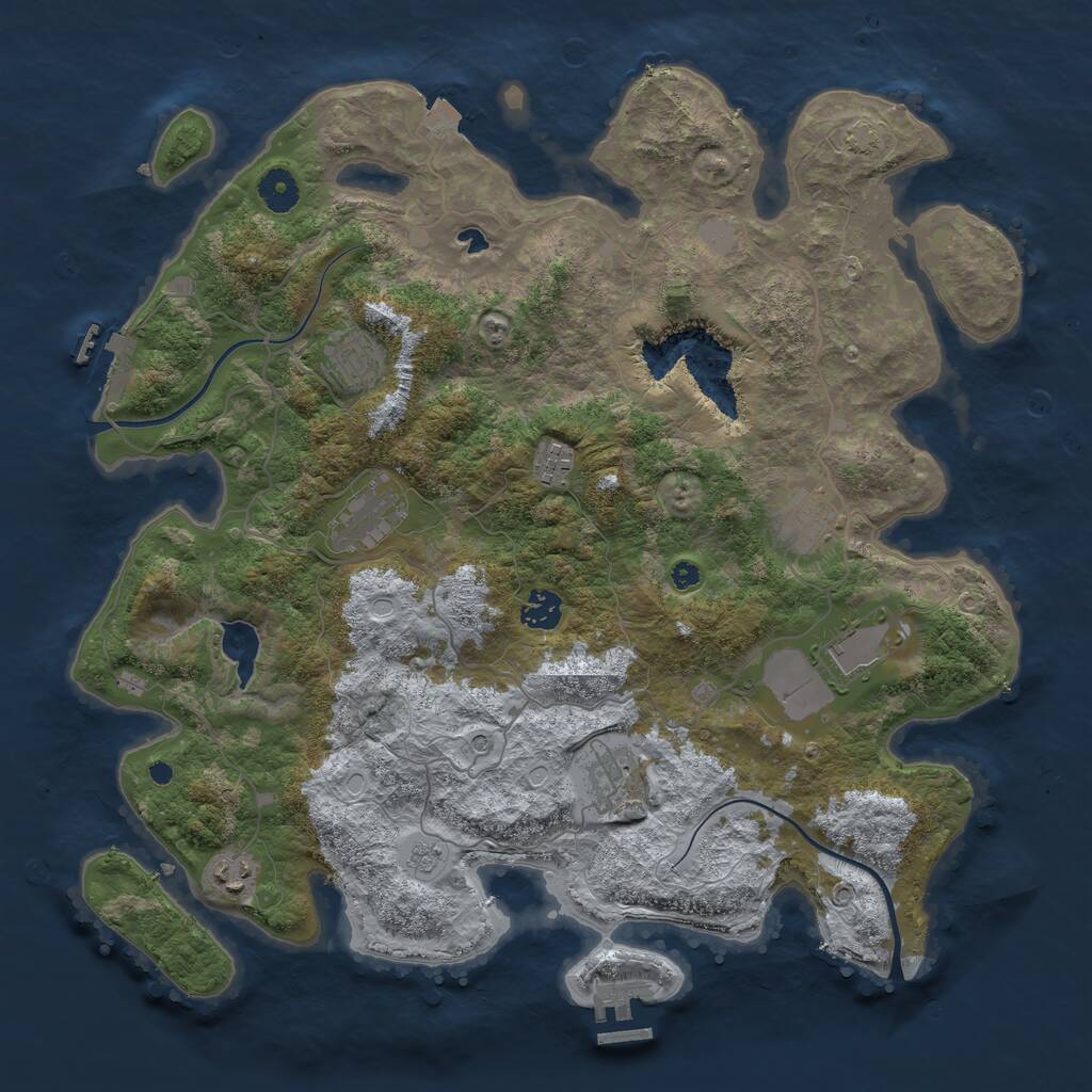 Rust Map: Procedural Map, Size: 4000, Seed: 1361630763, 14 Monuments