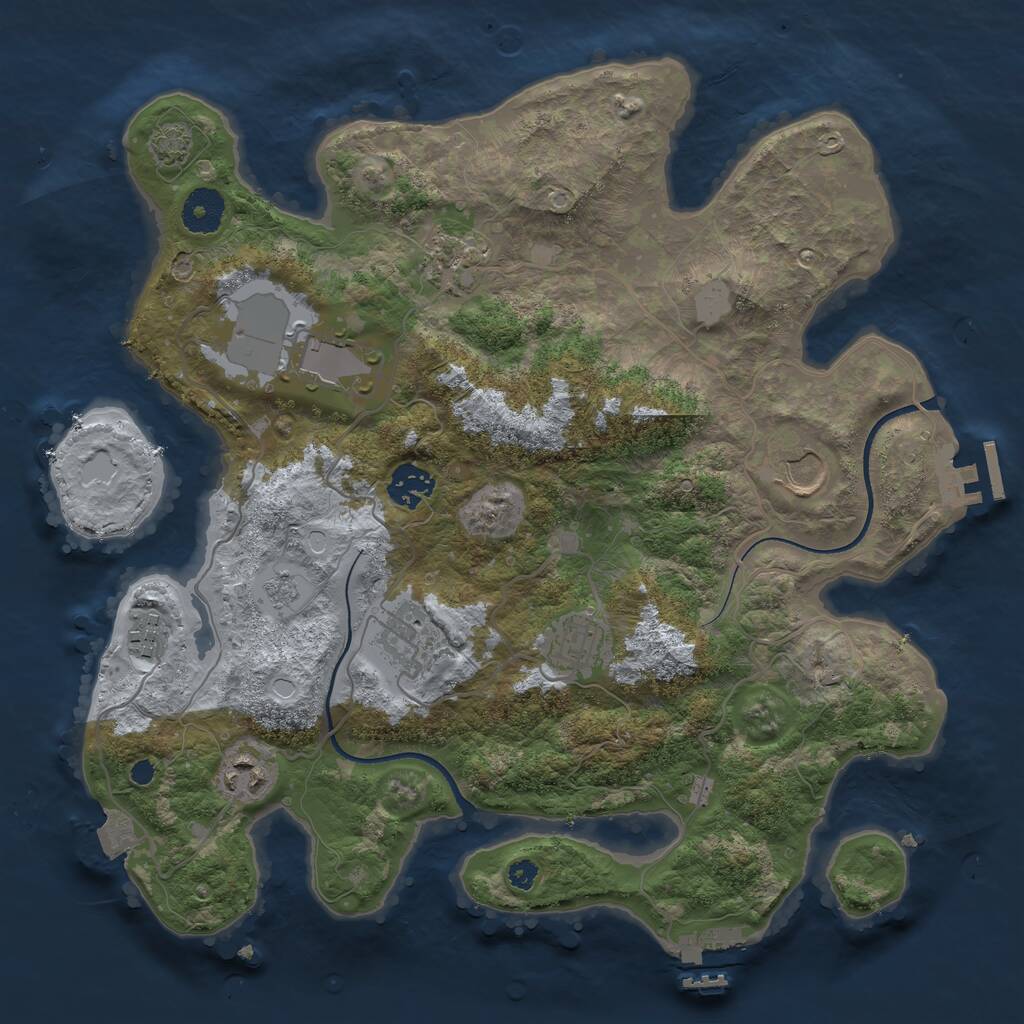 Rust Map: Procedural Map, Size: 3500, Seed: 2050130328, 13 Monuments