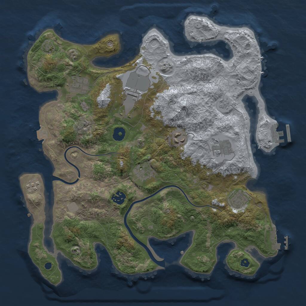 Rust Map: Procedural Map, Size: 3503, Seed: 6666668, 13 Monuments