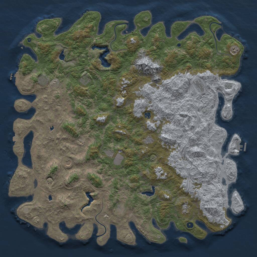 Rust Map: Procedural Map, Size: 6000, Seed: 1163449943, 17 Monuments