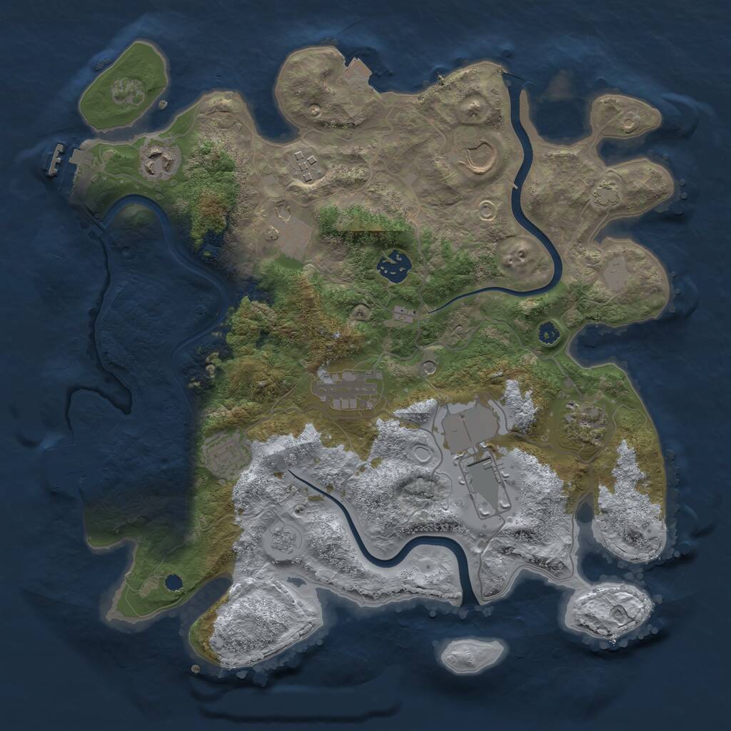 Rust Map: Procedural Map, Size: 3500, Seed: 1297983548, 15 Monuments