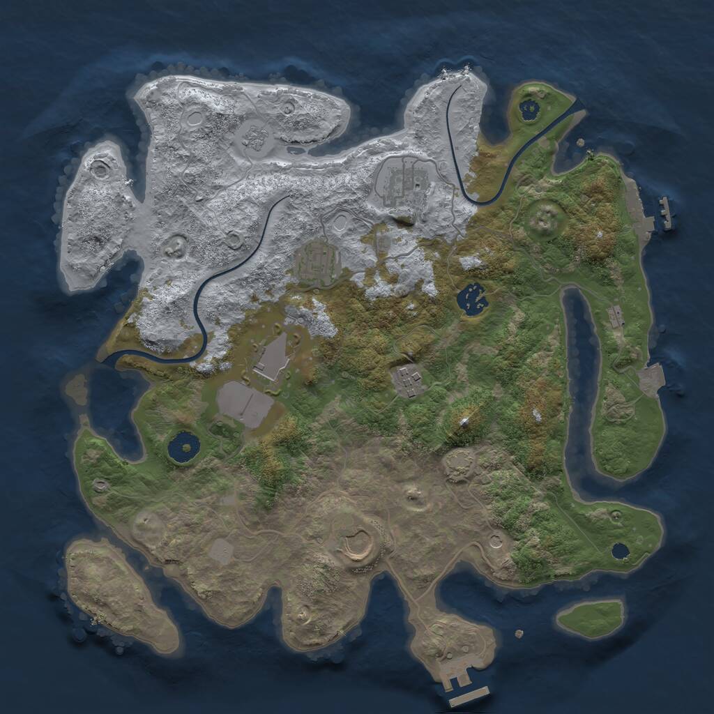 Rust Map: Procedural Map, Size: 3500, Seed: 345174828, 12 Monuments