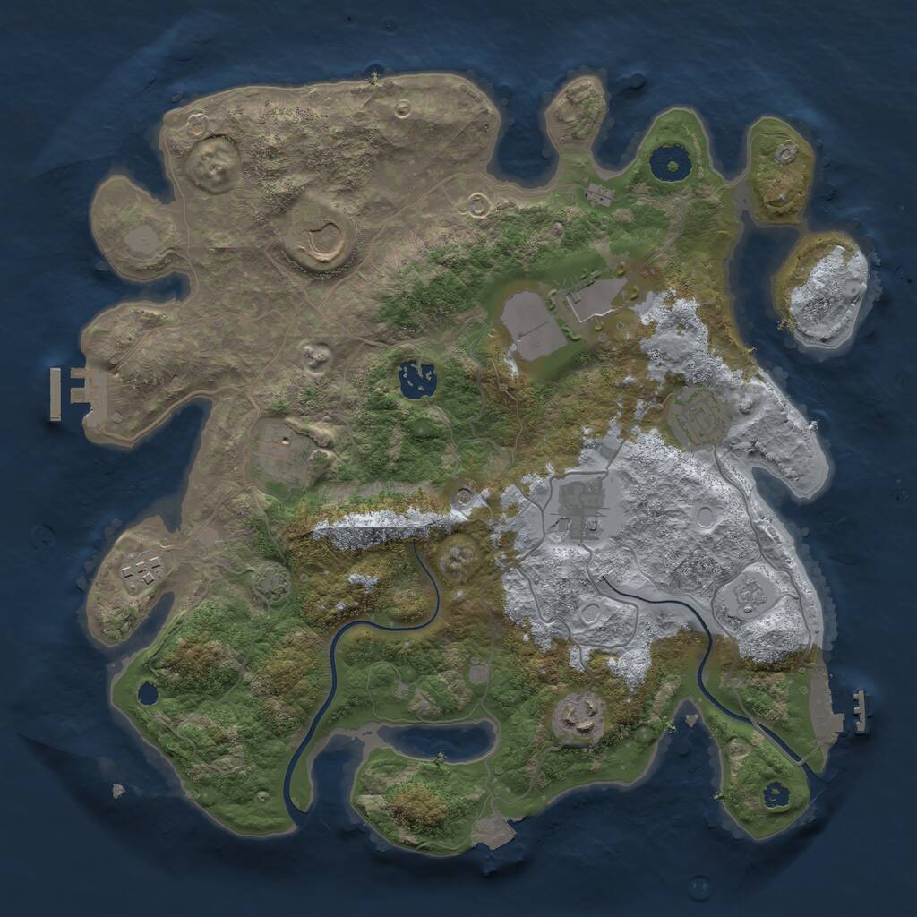 Rust Map: Procedural Map, Size: 3500, Seed: 174790590, 14 Monuments