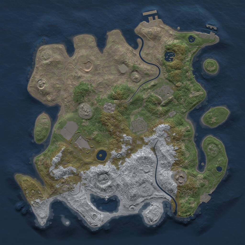 Rust Map: Procedural Map, Size: 3500, Seed: 1913999403, 14 Monuments