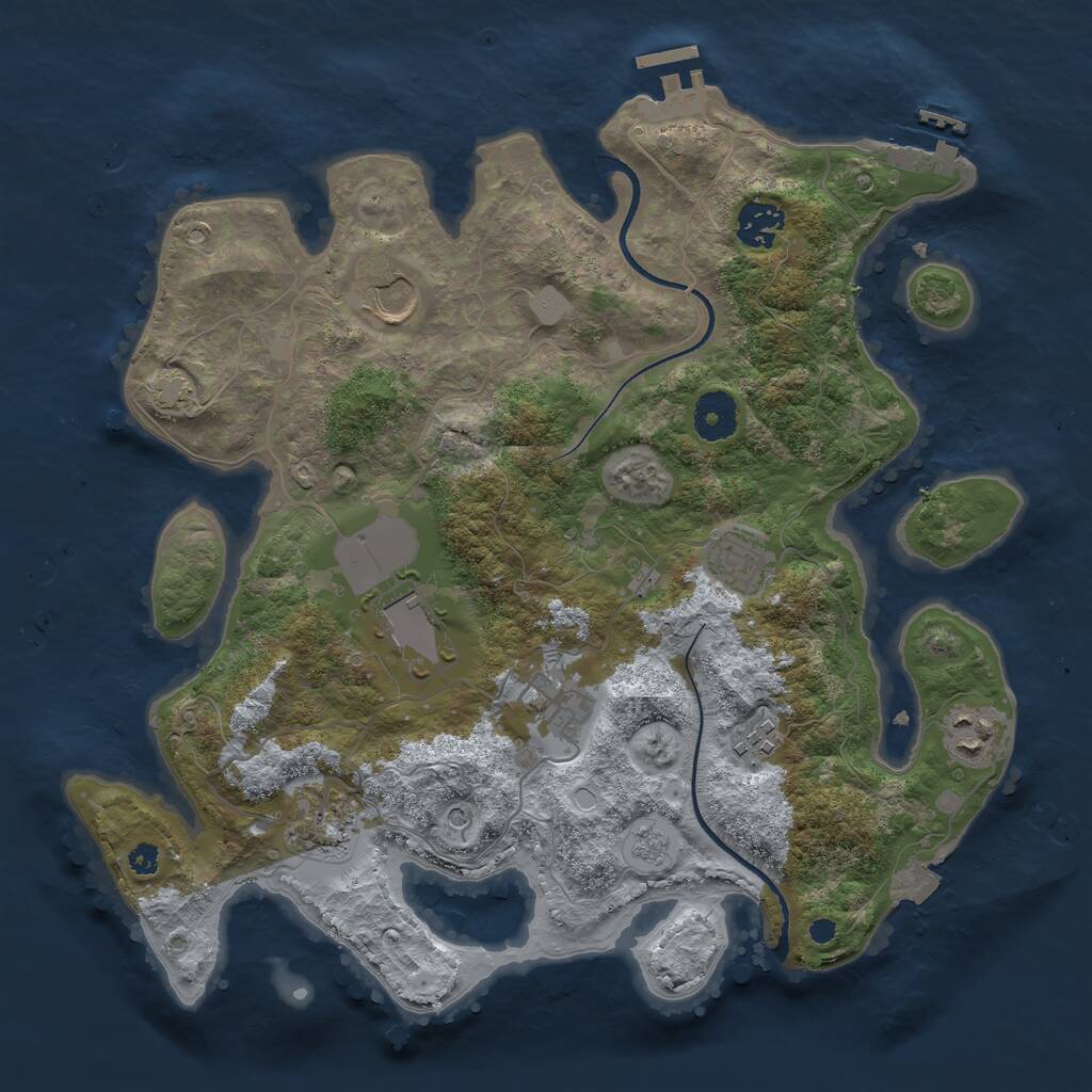 Rust Map: Procedural Map, Size: 3500, Seed: 1913999403, 14 Monuments