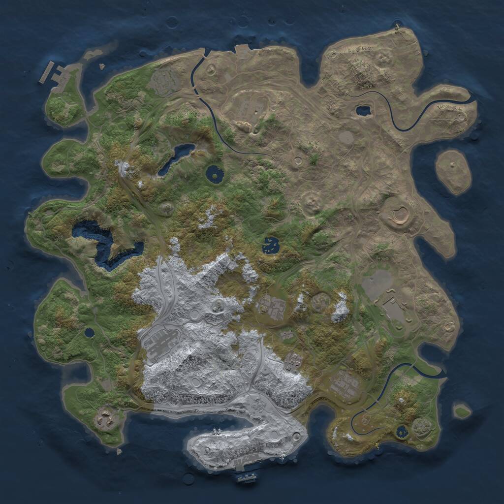 Rust Map: Procedural Map, Size: 4250, Seed: 611476424, 16 Monuments