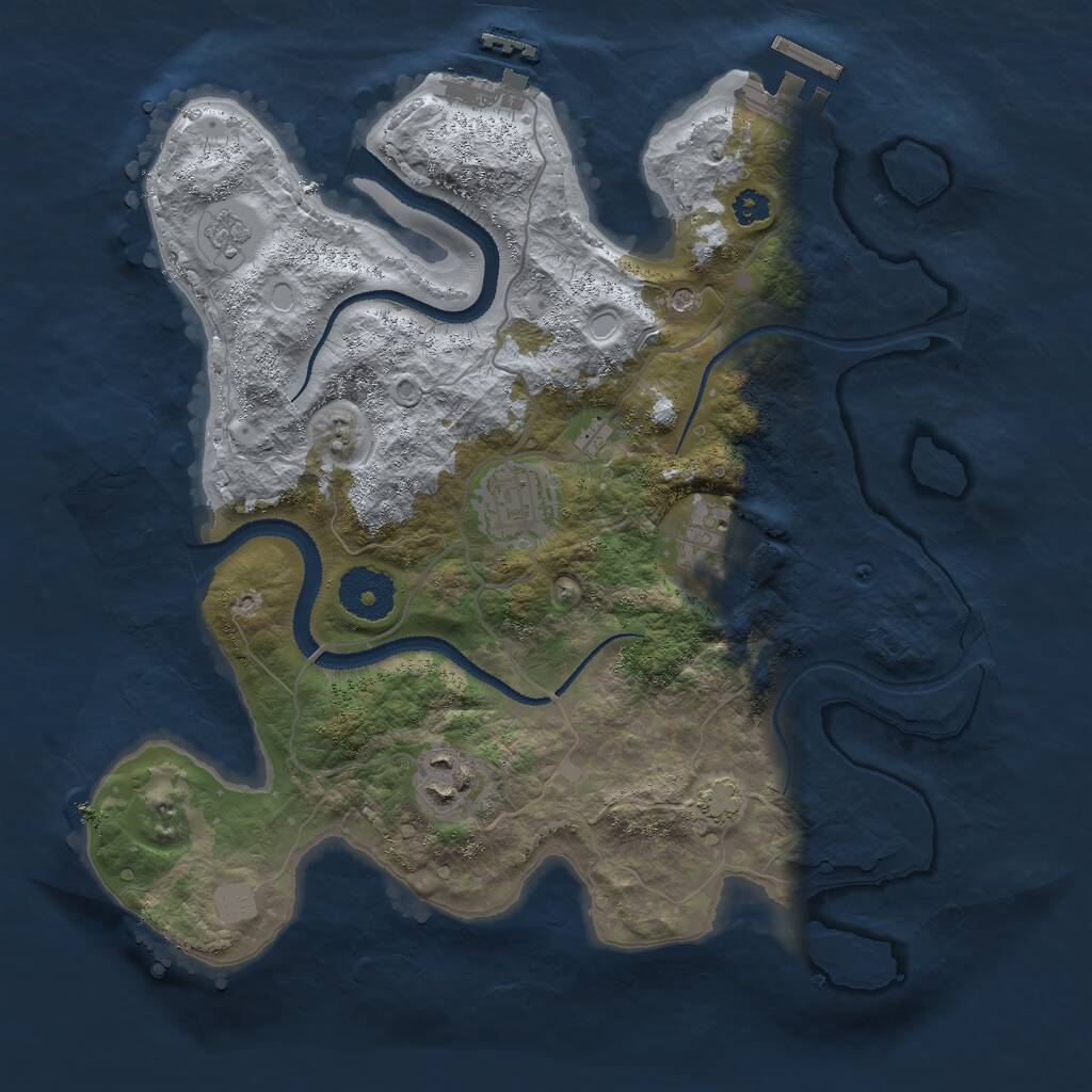 Rust Map: Procedural Map, Size: 3000, Seed: 19132, 9 Monuments
