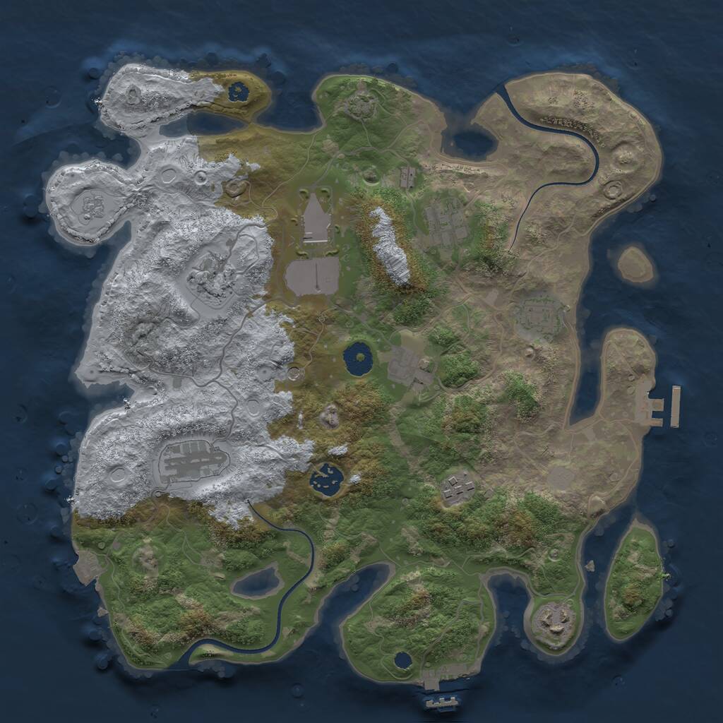 Rust Map: Procedural Map, Size: 3500, Seed: 1281447082, 15 Monuments