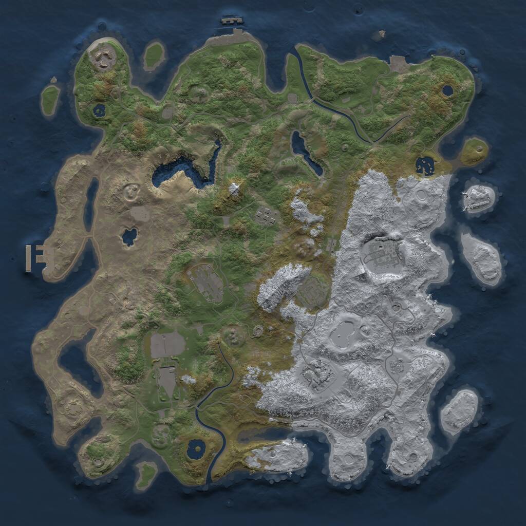 Rust Map: Procedural Map, Size: 4000, Seed: 31054, 14 Monuments