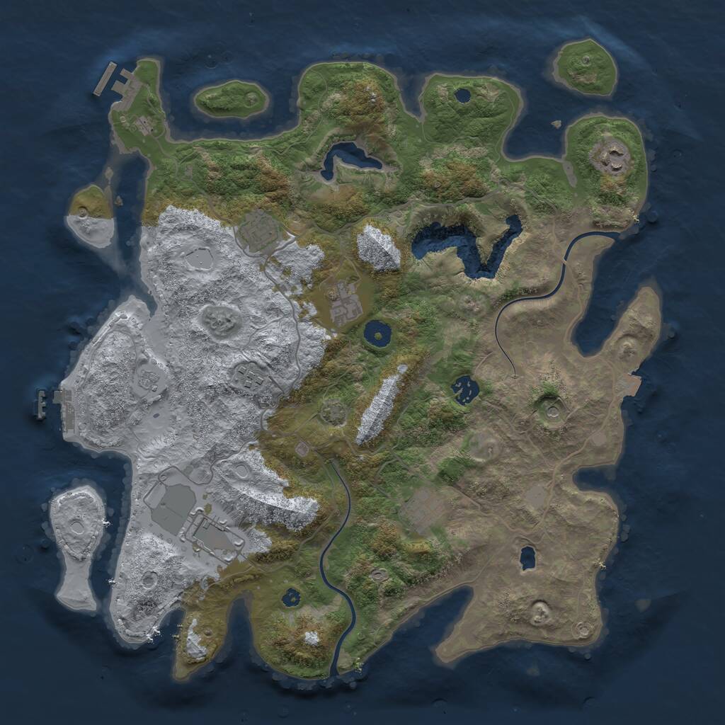Rust Map: Procedural Map, Size: 4000, Seed: 657513, 13 Monuments