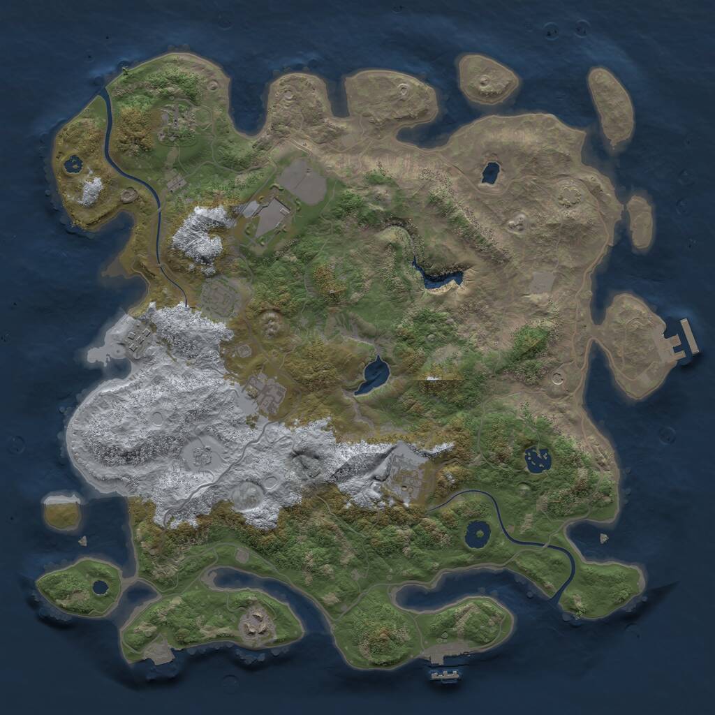 Rust Map: Procedural Map, Size: 4000, Seed: 575671, 14 Monuments