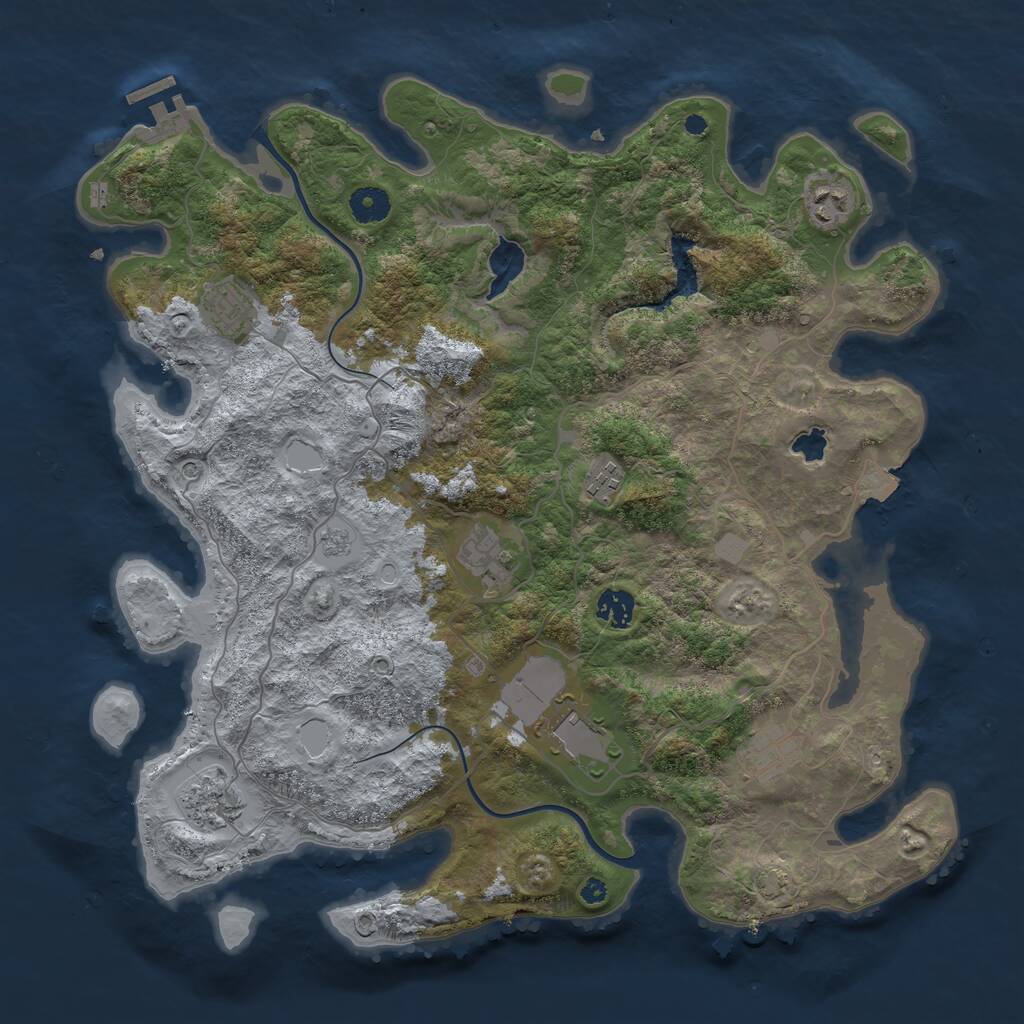 Rust Map: Procedural Map, Size: 4000, Seed: 301627444, 13 Monuments