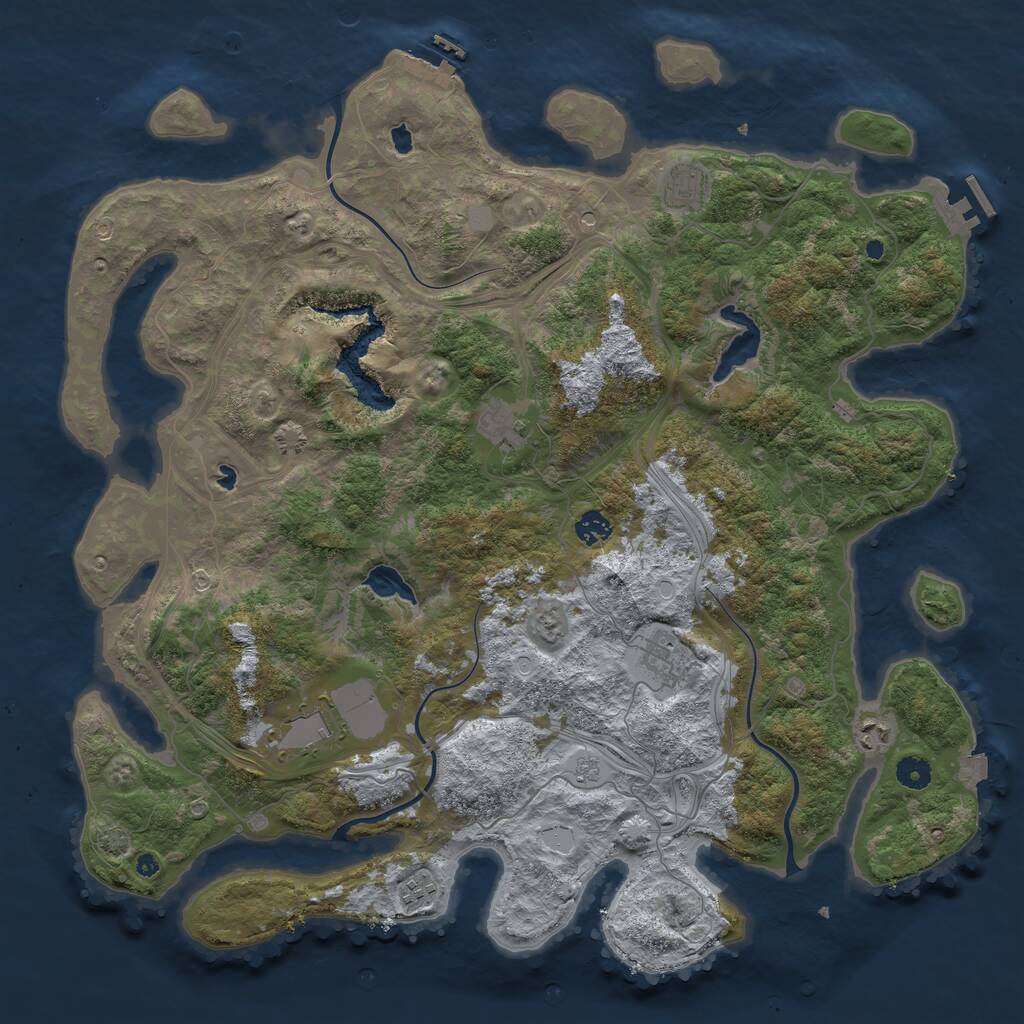 Rust Map: Procedural Map, Size: 4500, Seed: 3422, 13 Monuments