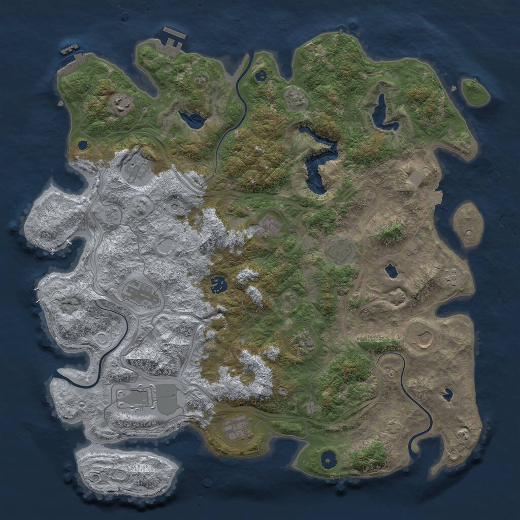 Rust Map: Procedural Map, Size: 4500, Seed: 1379940827, 17 Monuments