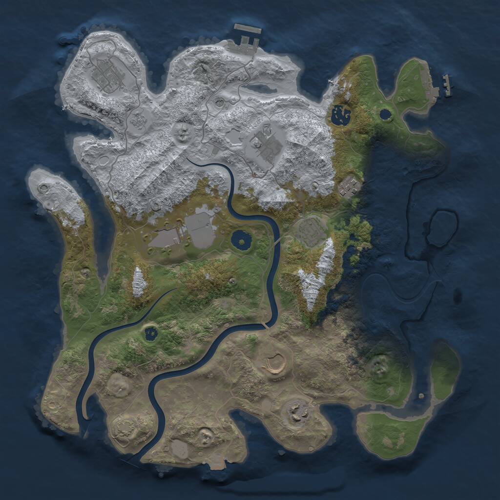 Rust Map: Procedural Map, Size: 3700, Seed: 1262257692, 14 Monuments