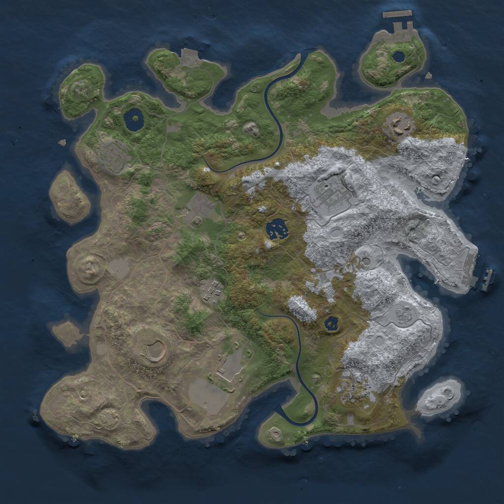 Rust Map: Procedural Map, Size: 3500, Seed: 1264534582, 15 Monuments