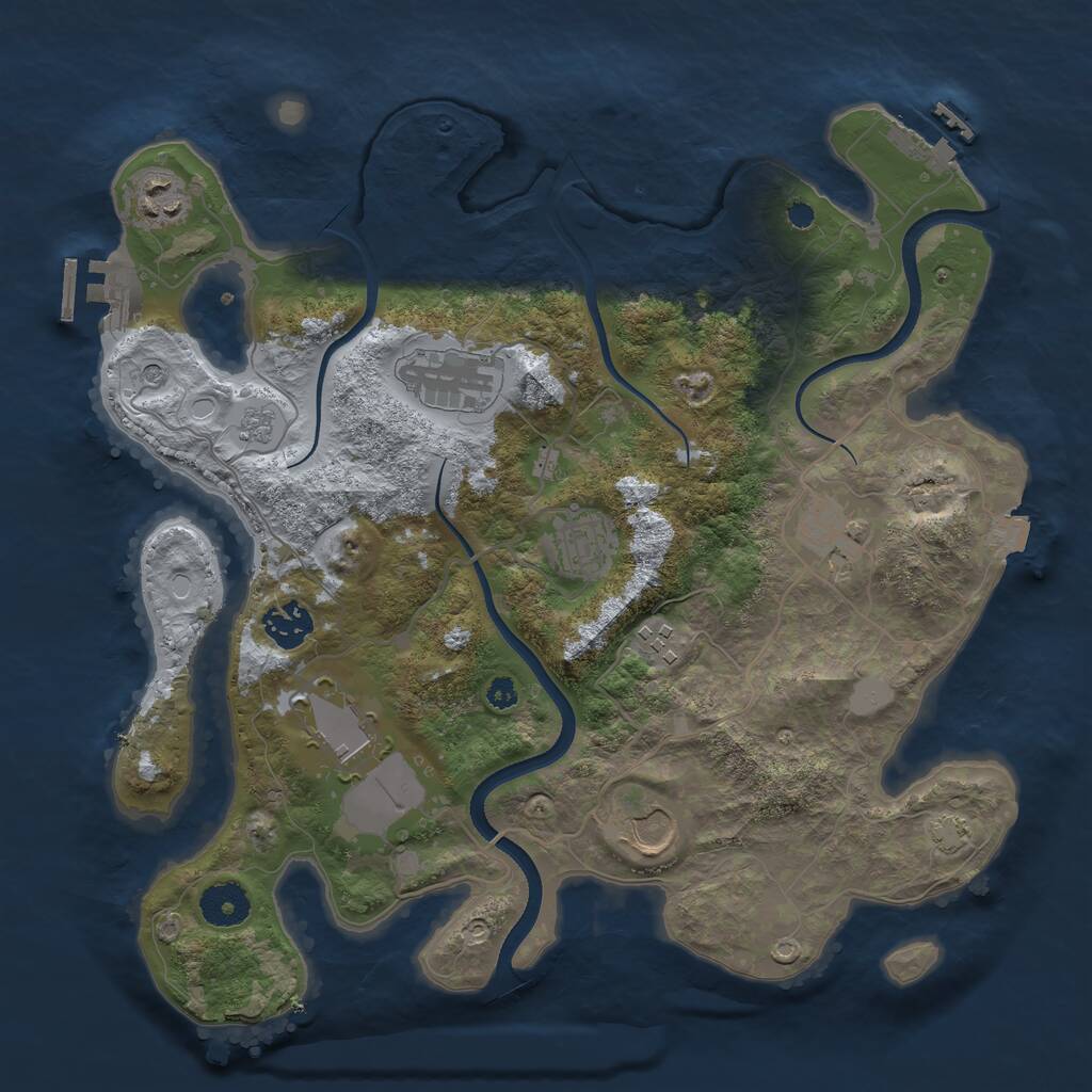 Rust Map: Procedural Map, Size: 3500, Seed: 1419273623, 14 Monuments