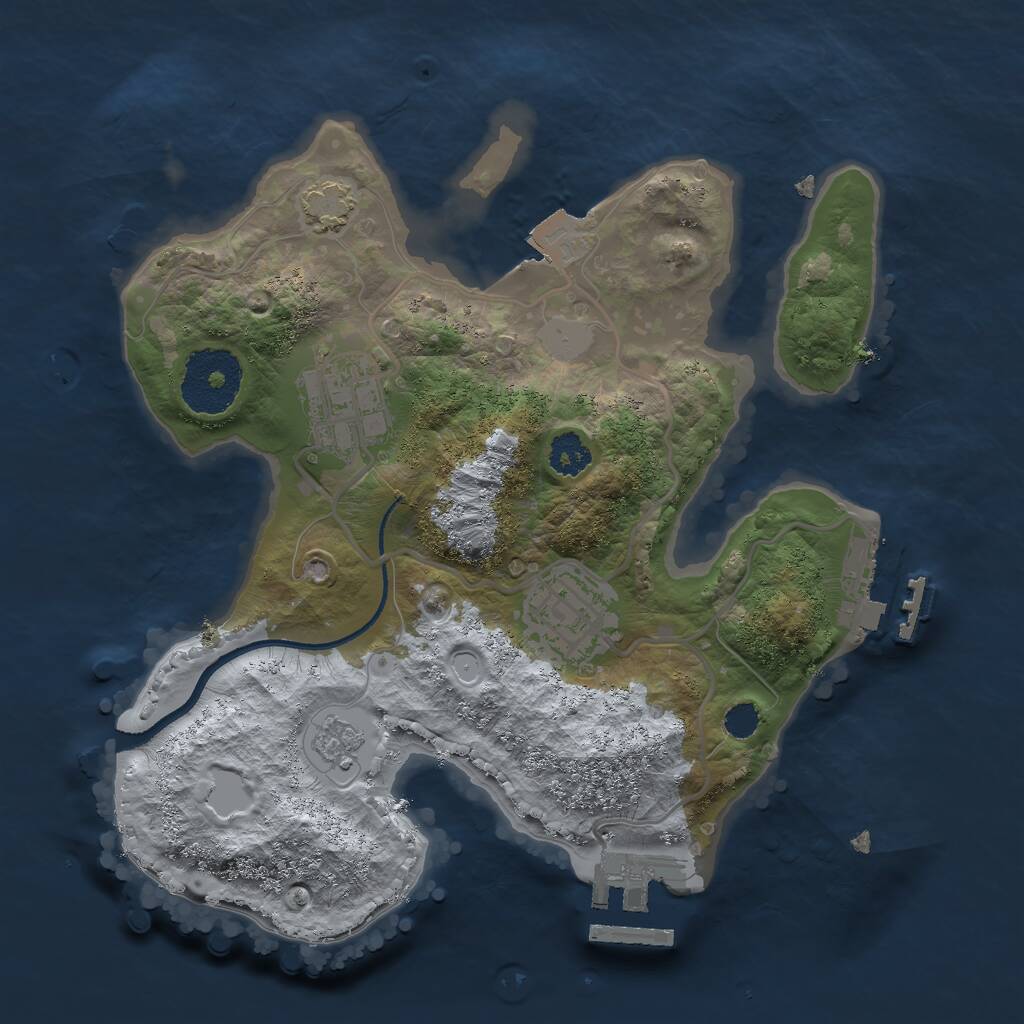 Rust Map: Procedural Map, Size: 2449, Seed: 2147483647, 7 Monuments