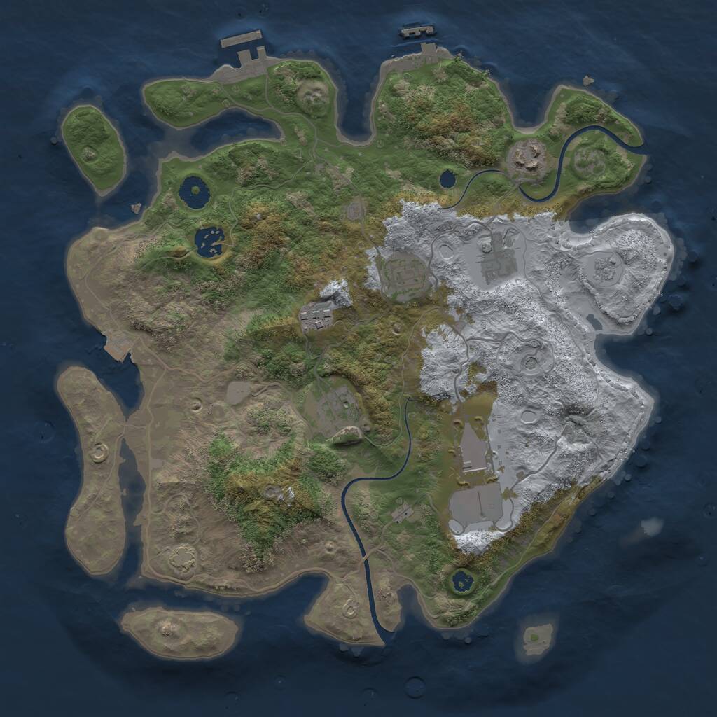 Rust Map: Procedural Map, Size: 3500, Seed: 567469406, 13 Monuments