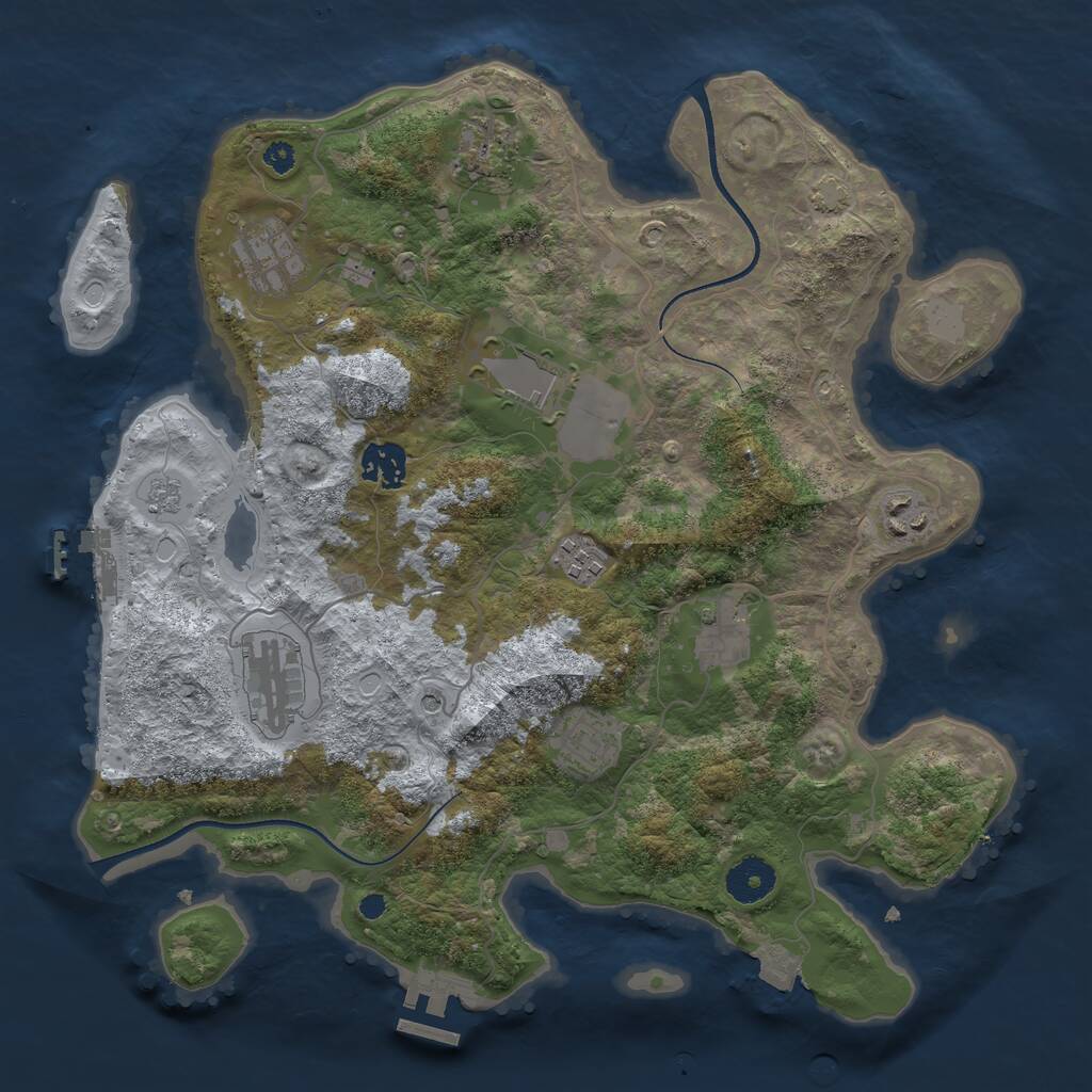 Rust Map: Procedural Map, Size: 3500, Seed: 595955667, 15 Monuments