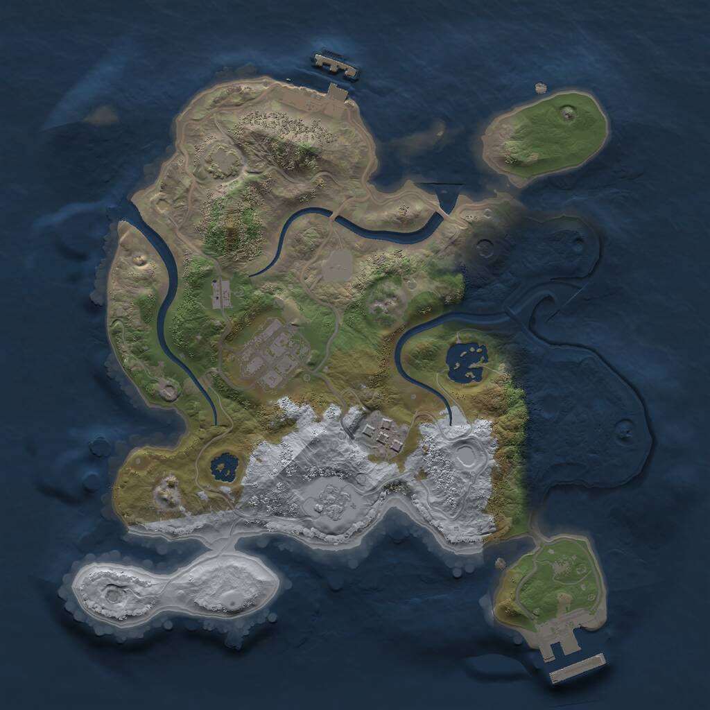 Rust Map: Procedural Map, Size: 2500, Seed: 91019, 9 Monuments