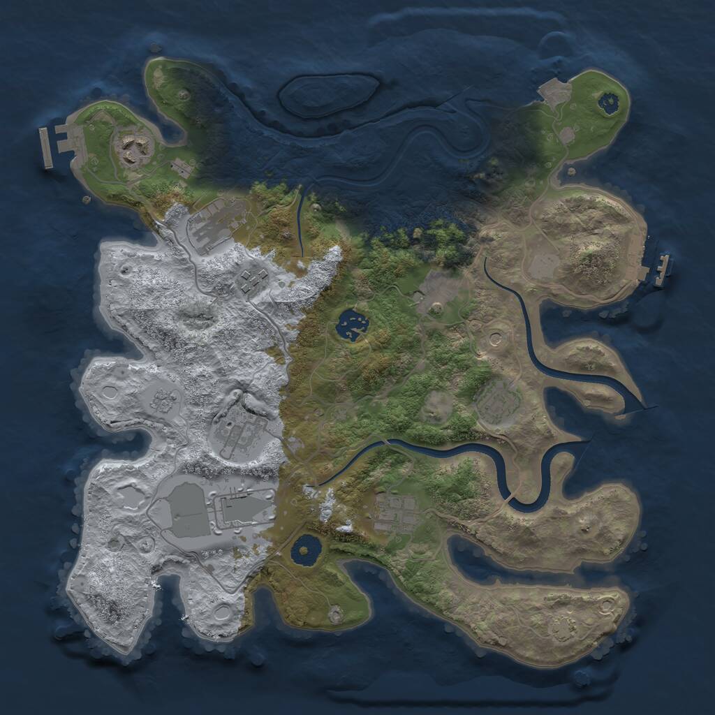 Rust Map: Procedural Map, Size: 3500, Seed: 129273783, 15 Monuments
