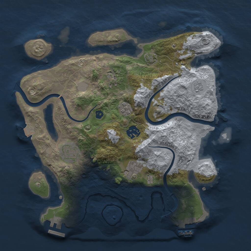 Rust Map: Procedural Map, Size: 3000, Seed: 38946, 11 Monuments