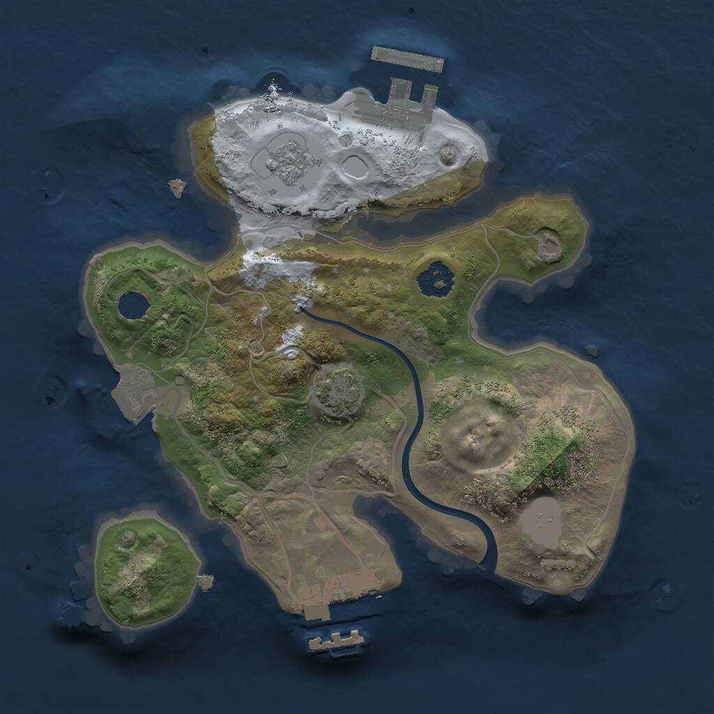 Rust Map: Procedural Map, Size: 2000, Seed: 27455692, 5 Monuments