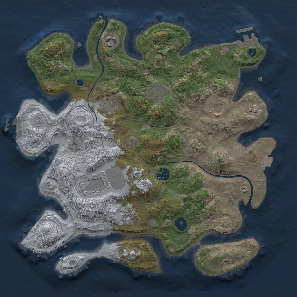 Rust Map: Procedural Map, Size: 3500, Seed: 8052005, 14 Monuments