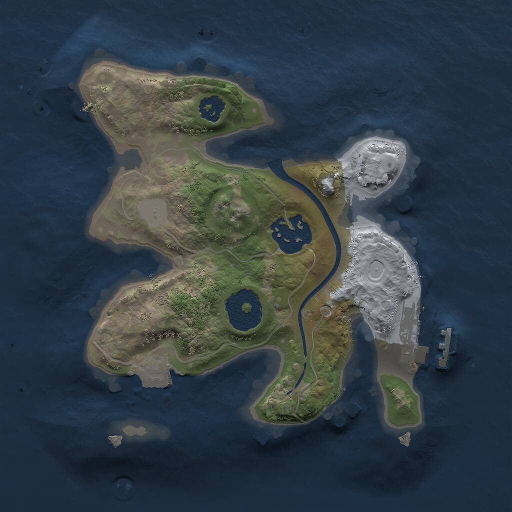 Rust Map: Procedural Map, Size: 2000, Seed: 1389854998, 3 Monuments