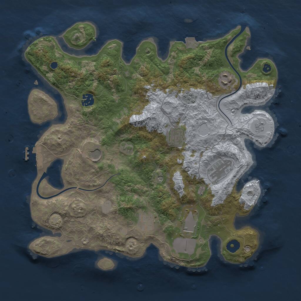Rust Map: Procedural Map, Size: 3500, Seed: 3918765, 13 Monuments