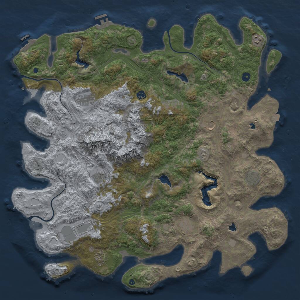 Rust Map: Procedural Map, Size: 5000, Seed: 276343, 16 Monuments
