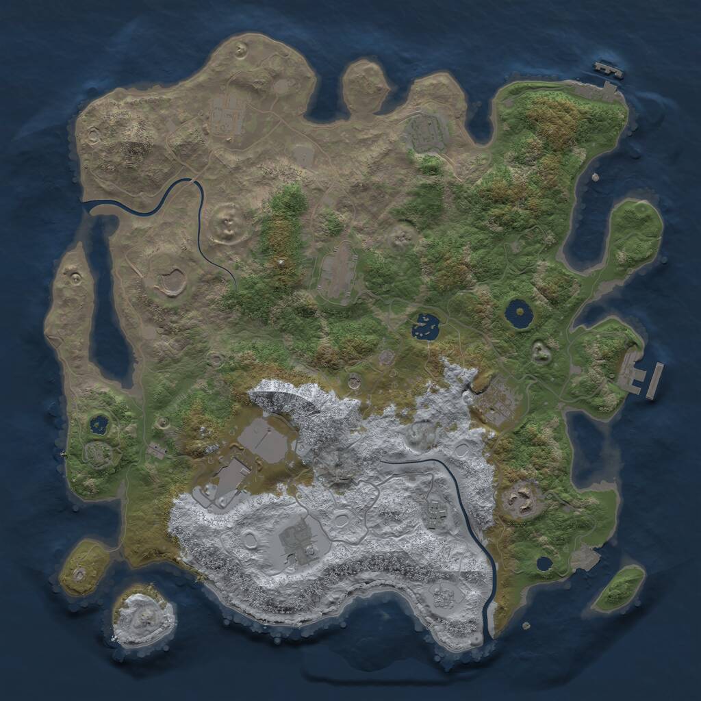 Rust Map: Procedural Map, Size: 3800, Seed: 1623778386, 16 Monuments