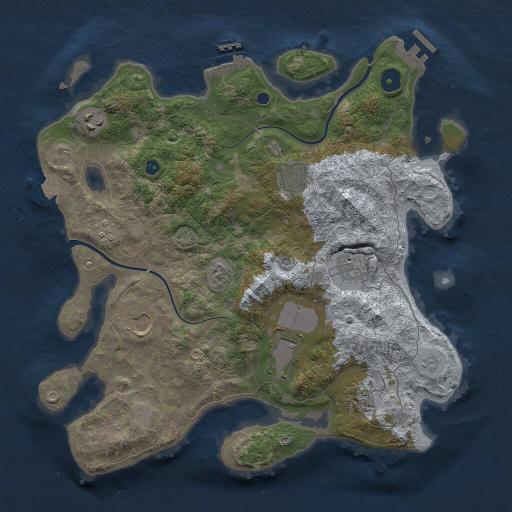 Rust Map: Procedural Map, Size: 3500, Seed: 1683596102, 13 Monuments