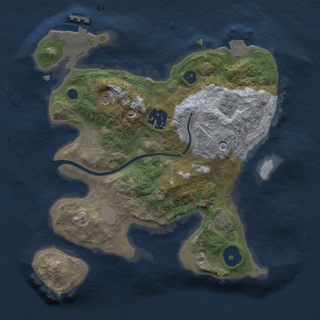 Rust Map: Procedural Map, Size: 2500, Seed: 50024, 6 Monuments
