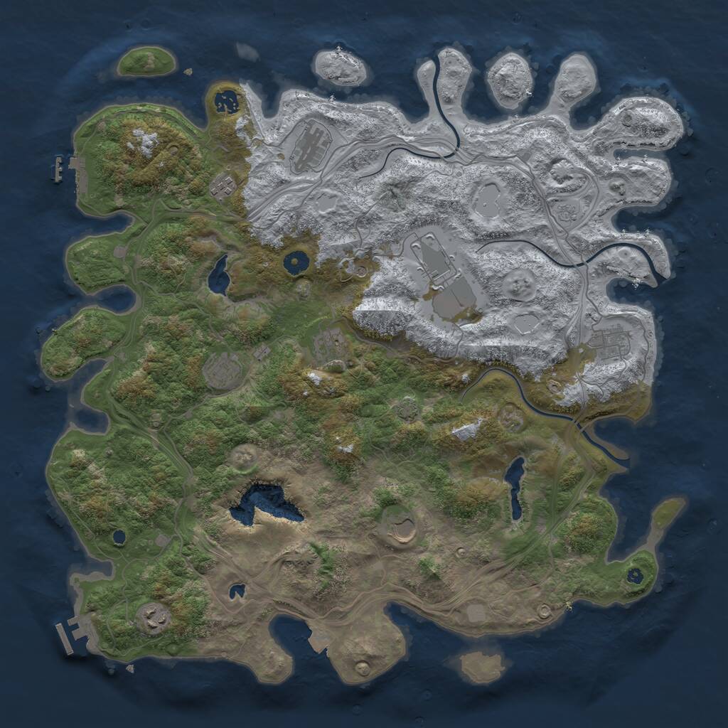 Rust Map: Procedural Map, Size: 4500, Seed: 1255, 15 Monuments