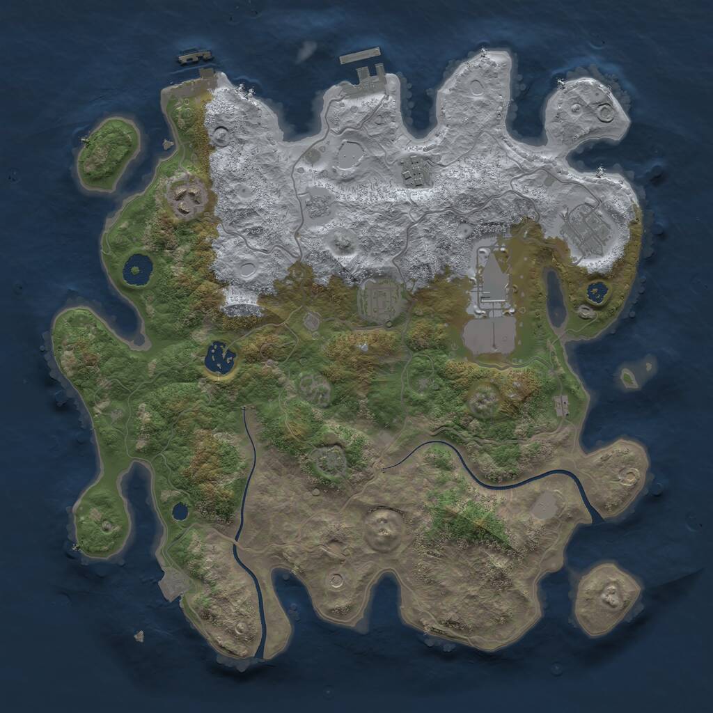 Rust Map: Procedural Map, Size: 3500, Seed: 1073942015, 12 Monuments
