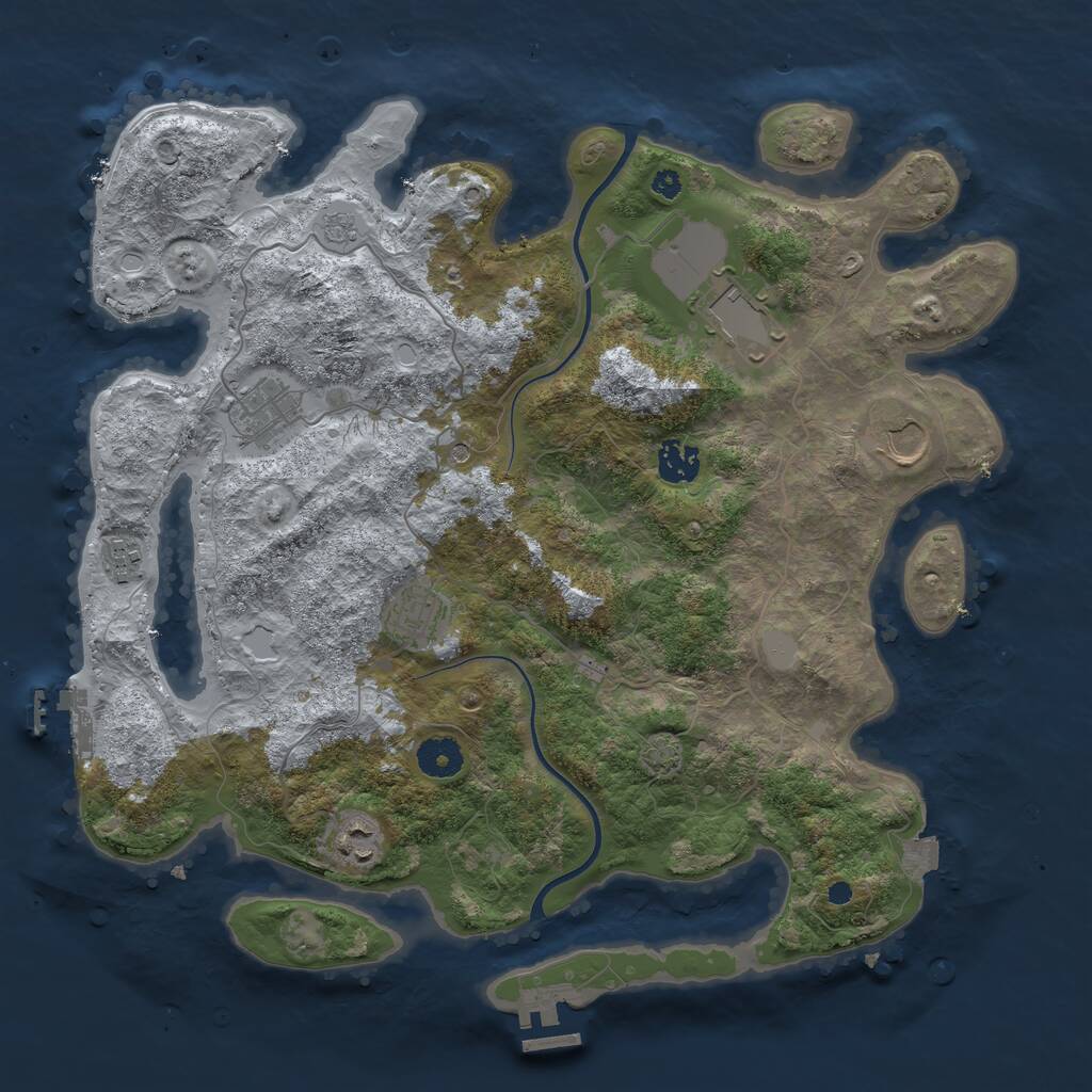 Rust Map: Procedural Map, Size: 3757, Seed: 77777, 13 Monuments